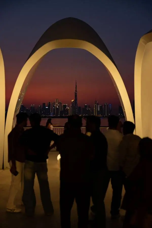 Modern Dubai architecture at dusk